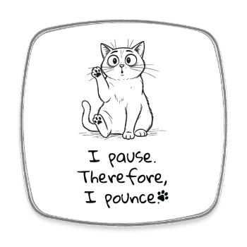 Pause & Pounce – Cat Lover Tee - Viereckiger Kühlschrankmagnet - Weiß - Vorne