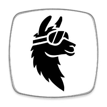 Llama with ski goggles - Square fridge magnet - white - Front