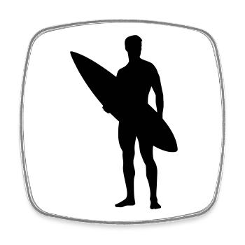 Surfer Silhouette Minimal - Magnet carré - blanc - Devant