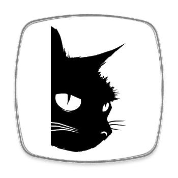 Schwarze Katze Kater  - Viereckiger Kühlschrankmagnet - Weiß - Vorne