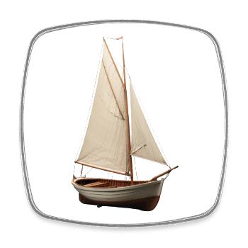 Klassisches Segelboot im Vintage-Look - Viereckiger Kühlschrankmagnet - Weiß - Vorne