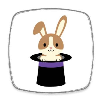 Le Lapin du Chapeau du Magicien - Magnet carré - blanc - Devant