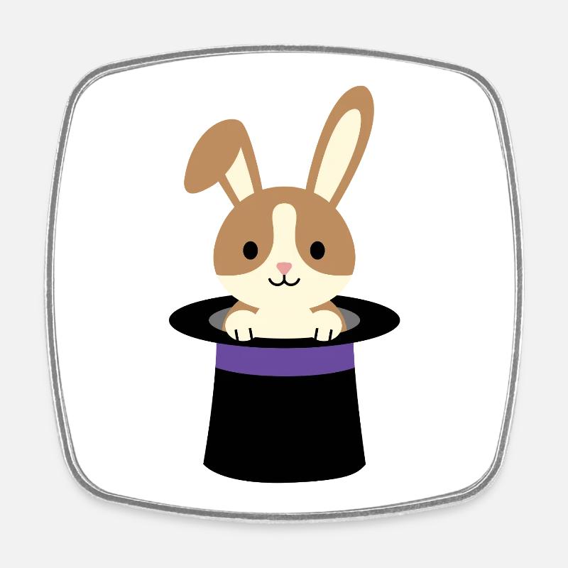 Bunny from the Magician's Hat - Square fridge magnet - white