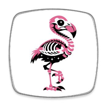 Flamingo Skelett Pink Gothic - Viereckiger Kühlschrankmagnet - Weiß - Vorne