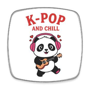 Adoration de la musique coréenne K-Pop et Chill Panda - Magnet carré - blanc - Devant