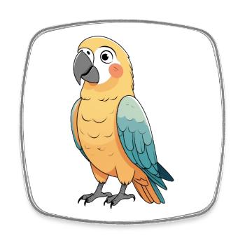 Bunter Papagei Illustration - Viereckiger Kühlschrankmagnet - Weiß - Vorne