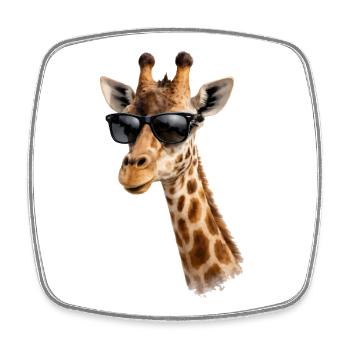 Coole Giraffe mit Sonnenbrille  - Viereckiger Kühlschrankmagnet - Weiß - Vorne