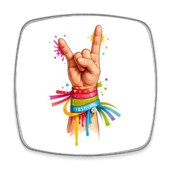 Festival Hand – Love & Musik Graffiti - Viereckiger Kühlschrankmagnet - Weiß - Vorne