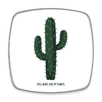 Still Alive Like My Plants – Kaktus Motiv - Viereckiger Kühlschrankmagnet - Weiß - Vorne
