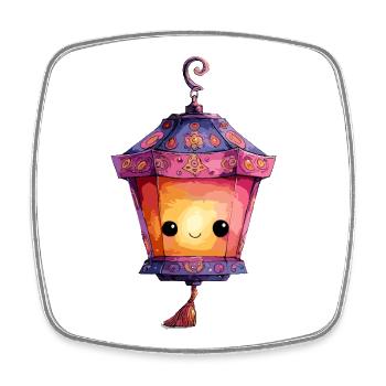 Lumière de lanterne de Kawaii en couleurs pastel - Magnet carré - blanc - Devant