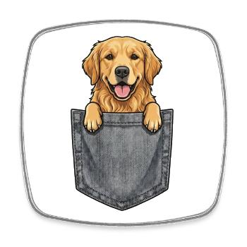 Golden Retriever in der Tasche – Süßer Hund - Viereckiger Kühlschrankmagnet - Weiß - Vorne