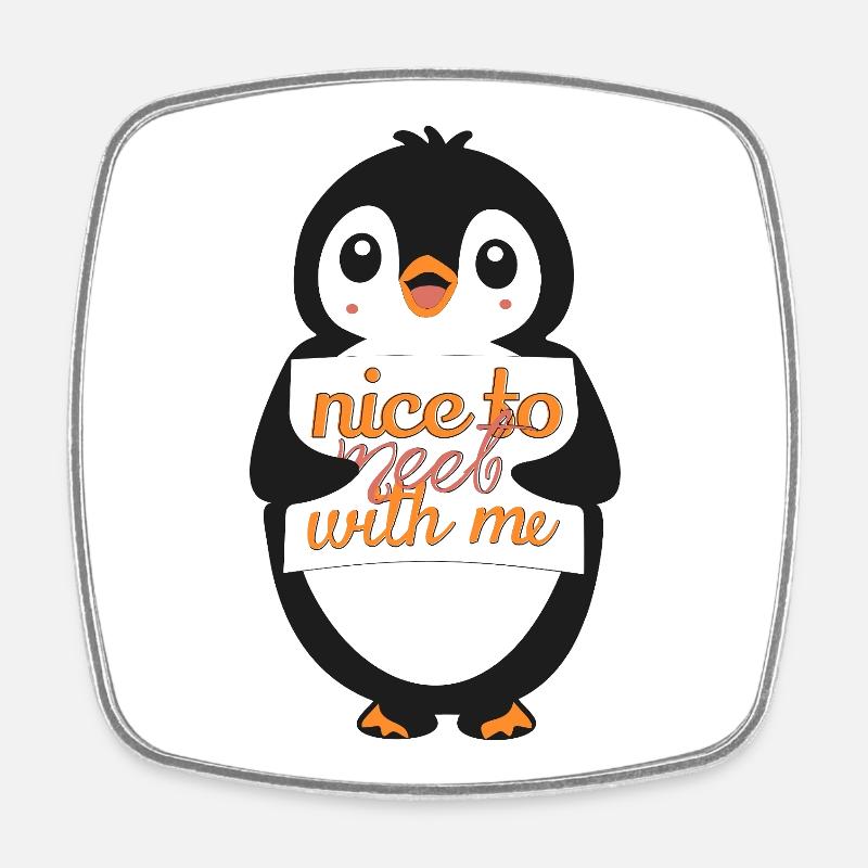 Panneau de bienvenue du Pingouin : ravi de me rencontrer - Magnet carré - blanc