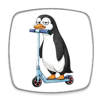 Süßer Pinguin Scooter Cartoon Freundschaft - Viereckiger Kühlschrankmagnet - Weiß - Vorne