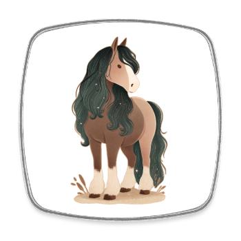 Cheval - Magnet carré - blanc - Devant