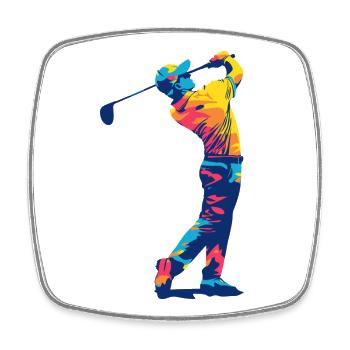 Golfer im Schwung - Viereckiger Kühlschrankmagnet - Weiß - Vorne
