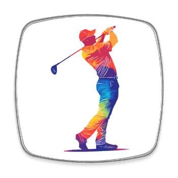 Bunter Golfer-Schwung - Viereckiger Kühlschrankmagnet - Weiß - Vorne