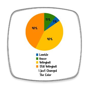 Volleyball Life Pie Chart Funny Sports Hobby - Square fridge magnet - white - Front