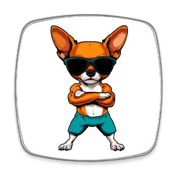 Trainer Chihuahua - Viereckiger Kühlschrankmagnet - Weiß - Vorne