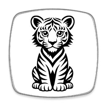 Minimal linear tiger for textiles - Square fridge magnet - white - Front