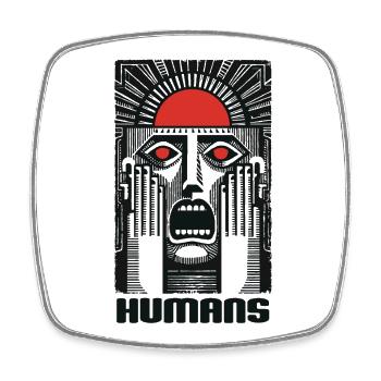Sun Mask Human Face - Square fridge magnet - white - Front
