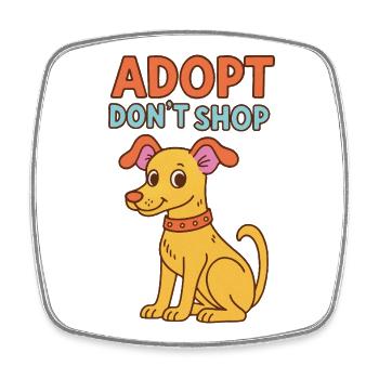 Adopt Don't Shop Pup - Square fridge magnet - white - Front
