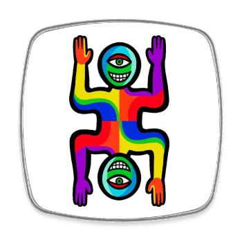 Rainbow Two Faces Figure - Square fridge magnet - white - Front