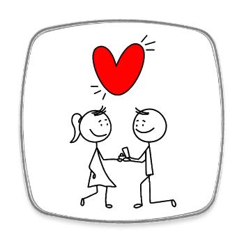 Red heart on black - Square fridge magnet - white - Front