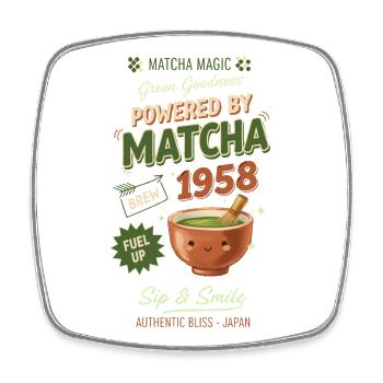 Powered By Matcha 1958 Matcha Magic Green Tea - Viereckiger Kühlschrankmagnet - Weiß - Vorne