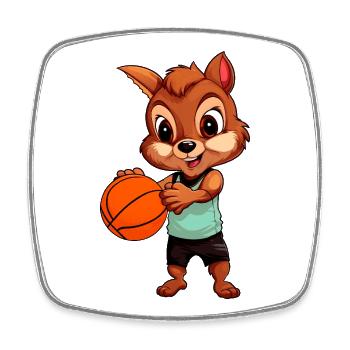 Eichhörnchen Basketballer - Viereckiger Kühlschrankmagnet - Weiß - Vorne