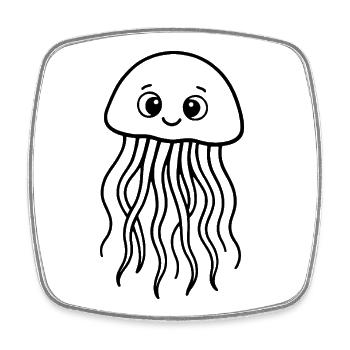 Méduse, Taureau de mer mignon - Magnet carré - blanc - Devant