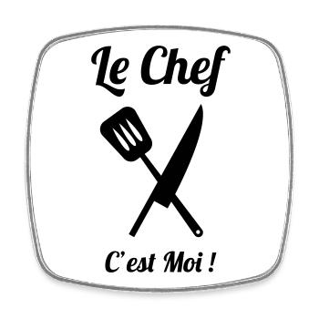 Le chef de cuisine, c’est moi - Magnet carré - blanc - Devant