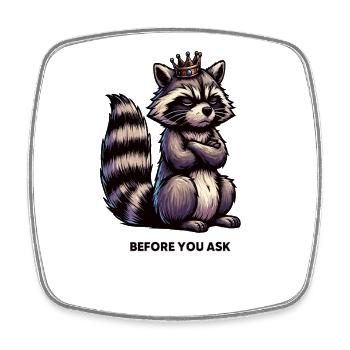 Before You Ask Raccoon Raccoon Raccoon Holder - Square fridge magnet - white - Front