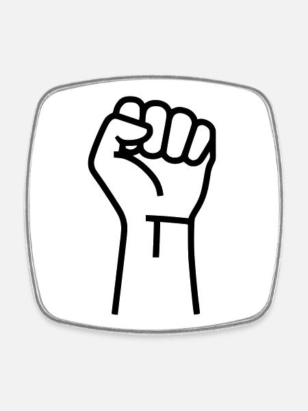 Résumé de la protestation contre la Résistance du Poing - Magnet carré - blanc