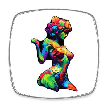 Bunte Flora-Silhouette - Viereckiger Kühlschrankmagnet - Weiß - Vorne