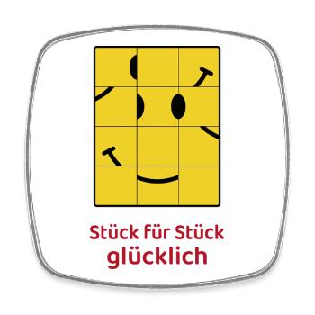 Pièce par pièce joyeuse – Puzzle Smiley - Magnet carré - blanc - Devant