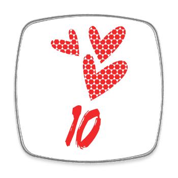 10. 10 JAHRE. 10-JÄHRIGES JUBILÄUM. 10-JÄHRIGES JUBILÄUM. - Viereckiger Kühlschrankmagnet - Weiß - Vorne