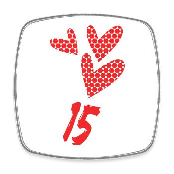 15. 15 ANS. 15e ANNIVERSAIRE. ANNIVERSAIRE 15 ANS. - Magnet carré - blanc - Devant