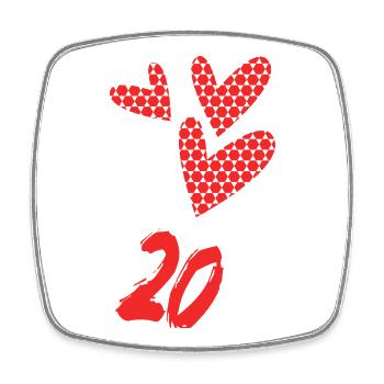 20. 20e ANNIVERSAIRE. ANNIVERSAIRE 20 ANS. 20 ANS. - Magnet carré - blanc - Devant