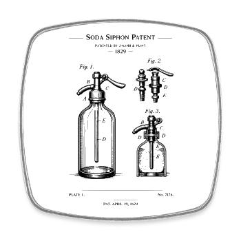 Design des Soda-Siphone-Bauplans - Viereckiger Kühlschrankmagnet - Weiß - Vorne