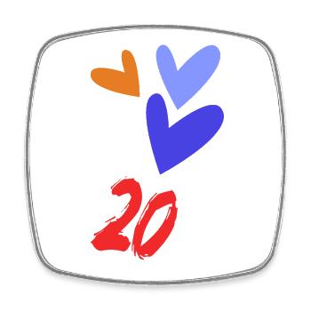 20. 20th ANNIVERSARY. 20 YEARS ANNIVERSARY. 20 YEARS. - Square fridge magnet - white - Front