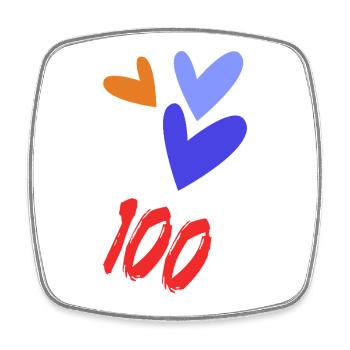 100. 100 YEARS. 100th ANNIVERSARY. BIRTHDAY 100 - Square fridge magnet - white - Front