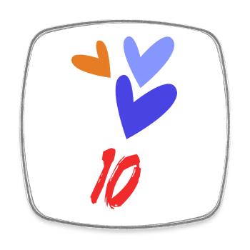 10. 10 ANS. 10e ANNIVERSAIRE. ANNIVERSAIRE 10 ANS. - Magnet carré - blanc - Devant