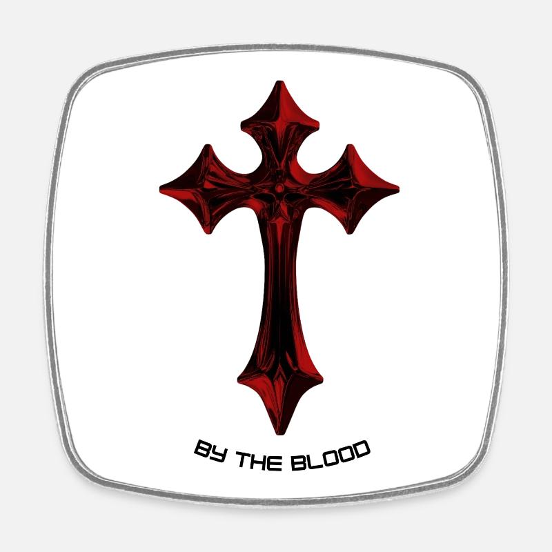 Red Gothic Cross Talisman - Square fridge magnet - white