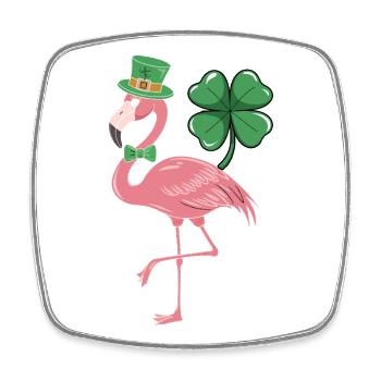 Flamingo im Shamrock-Stil - Viereckiger Kühlschrankmagnet - Weiß - Vorne