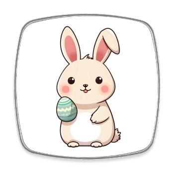 Osterhase - Viereckiger Kühlschrankmagnet - Weiß - Vorne