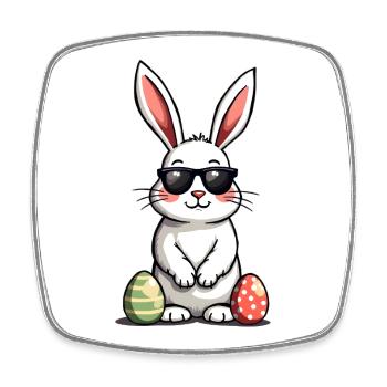 Cool Easter Bunny - Square fridge magnet - white - Front