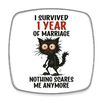 Cadeau du premier anniversaire de mariage Mari Mari Épouse - Magnet carré - blanc - Devant