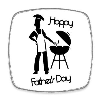 Happy Fathers Day - Grill Schwarz - Viereckiger Kühlschrankmagnet - Weiß - Vorne