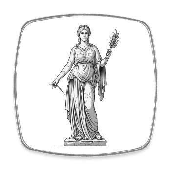 Göttinnenstatue Olivenzweig - Viereckiger Kühlschrankmagnet - Weiß - Vorne
