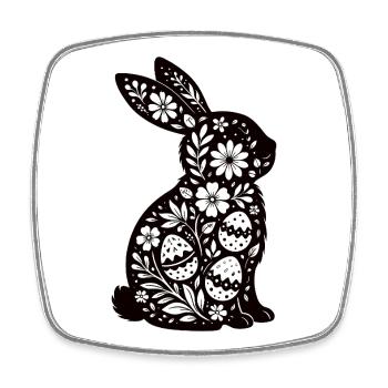 Osterhase Florale Silhouette - Viereckiger Kühlschrankmagnet - Weiß - Vorne